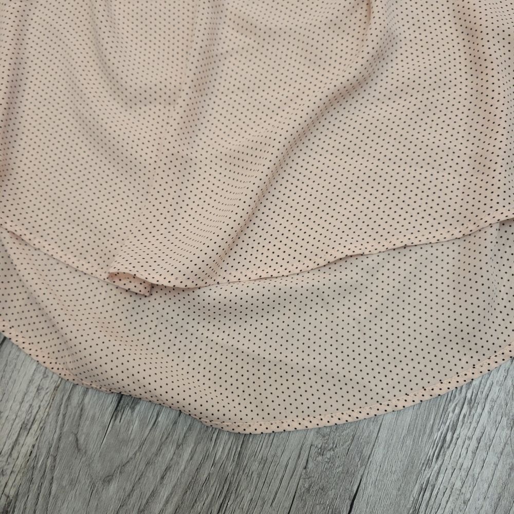 Adrianna Papell Blouse Top Large Pink Polka Dot Ruched Shoulder Eclectic Boho - Picture 5 of 11